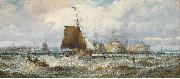 William Allen Wall Prison hulks and other shipping lying in the Hamoaze oil painting on canvas